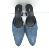 Balenciaga Denim Block-Heel Mules Blue Size 38