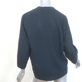 IRO Alis Lace-Up Blouse Navy Crepe Size 34 V-Neck Top