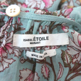 Isabel Marant Etoile Moxley Embroidered Ruffle Top Blue Floral Print Size 36