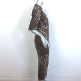 Veronica Beard Seki Leopard Midi Shirt Dress Brown Ruched Linen Size 2