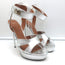 Givenchy Shark Lock Platform Sandals Silver Metallic Leather Size 38.5