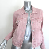 AMO Pop Destroyed Denim Jacket Blush Stretch Cotton Size Large