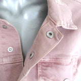 AMO Pop Destroyed Denim Jacket Blush Stretch Cotton Size Large
