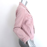 AMO Pop Destroyed Denim Jacket Blush Stretch Cotton Size Large