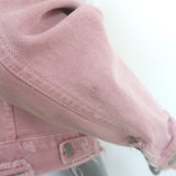 AMO Pop Destroyed Denim Jacket Blush Stretch Cotton Size Large