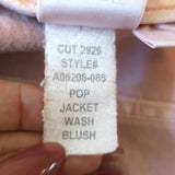 AMO Pop Destroyed Denim Jacket Blush Stretch Cotton Size Large