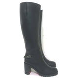 Christian Louboutin Napoleo 70 Knee High Chain Boots Black Leather Size 35