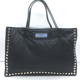 Prada Etiquette Studded Tessuto Nylon Tote Black