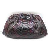 Nancy Gonzalez Pleated Clutch Burgundy/Purple Snakeskin Small Bag