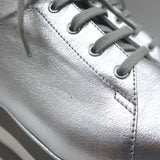 Stella McCartney Sneak Elyse platform sneakers, silver faux leather, authentic pre-owned — lightly worn