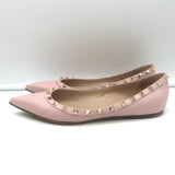 Valentino Rockstud pointed-toe leather ballet flats in powder pink, authentic pre-owned (EU 40 / US 9)