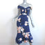 Johanna Ortiz Off the Shoulder Cutout Midi Dress Navy Printed Cotton Size 2