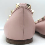 Authentic Valentino Rockstud pointed-toe ballet flats in powder pink leather, pre-owned and lightly worn