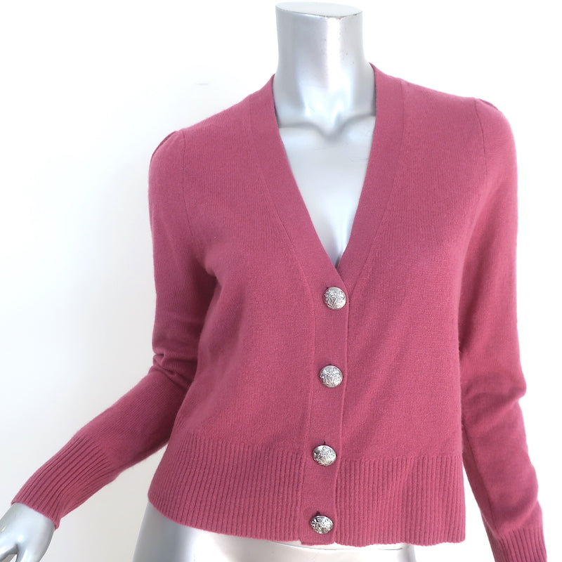 Veronica Beard Solene Cashmere Cardigan Raspberry Size Small V-Neck Sweater