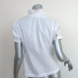 FRAME Ruffle Top White Cotton Size Extra Small Short Sleeve Button Up Shirt