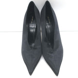 Celine V-cut satin pumps in black, pointed-toe heels — authentic pre-owned pair, gently worn