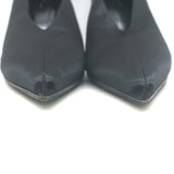 Celine V-cut pumps in black satin, pointed-toe heels, EU 40 — authentic pre-owned with gentle wear.