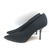 Celine V-cut pointed-toe pumps in black satin, authentic pre-owned, gently worn