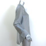 Jenni Kayne Striped Silk Shirt Navy/White Size Extra Small Long Sleeve Top