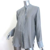 Jenni Kayne Striped Silk Shirt Navy/White Size Extra Small Long Sleeve Top