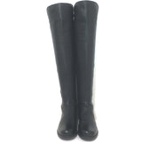 Stuart Weitzman 5050 over-the-knee boots, black leather with stretch shaft, authentic pre-owned, gently worn