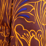 Prada Pleated Skirt Brown Tulip Print Silk Twill Size 42