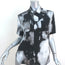 Saint Laurent Short Sleeve Shirt Black/Gray Tie Dye Silk Size 38 Collared Top