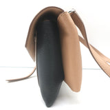 Givenchy Duetto tricolor small leather crossbody bag in tan, black and white, authentic pre-owned.