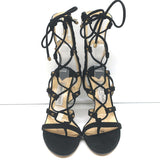 Jimmy Choo Meddle Lace-Up Caged Gladiator Sandals Black Suede Size 38.5