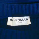 Balenciaga Scarf Sweater Cobalt Blue Ribbed Wool-Blend Size 38