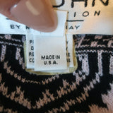 St. John Collection by Marie Gray Wrap Shawl Black/Light Pink Intarsia Knit