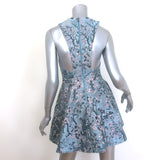 Alice + Olivia Tennie A-Line Mini Dress Blue Cherry Blossom Jacquard Size 0