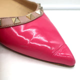 Valentino Rockstud Pointed Toe Ballet Flats Fuchsia Patent Leather Size 39