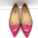 Valentino Rockstud Pointed Toe Ballet Flats Fuchsia Patent Leather Size 39