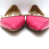 Valentino Rockstud Pointed Toe Ballet Flats Fuchsia Patent Leather Size 39