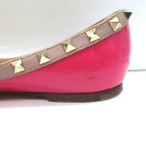 Valentino Rockstud Pointed Toe Ballet Flats Fuchsia Patent Leather Size 39
