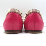 Valentino Rockstud Pointed Toe Ballet Flats Fuchsia Patent Leather Size 39