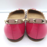 Valentino Rockstud Pointed Toe Ballet Flats Fuchsia Patent Leather Size 39