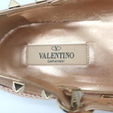 Valentino Sequin Rockstud Caged Ballet Flats Metallic Rose Gold Size 39 NEW