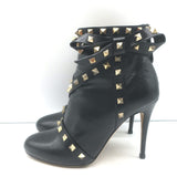 Valentino Rockstud bow ankle boots, black leather, pre-owned with authentic designer detailing