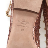 Valentino Sequin Rockstud Caged Ballet Flats Metallic Rose Gold Size 39 NEW