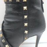 Valentino Rockstud bow ankle boots, black leather, authentic pre-owned with signature studs