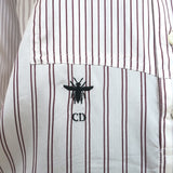 Christian Dior Striped Silk Blouse Cream/Red Size US 2 Long Sleeve Tunic Top