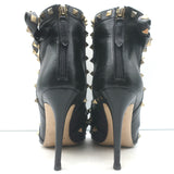 Valentino Rockstud bow ankle boots, black leather, size 38, authentic pre-owned with luxe stud detailing