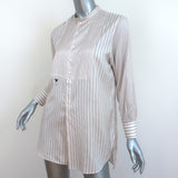 Christian Dior Striped Silk Blouse Cream/Red Size US 2 Long Sleeve Tunic Top