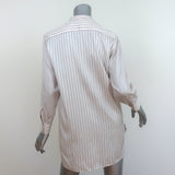 Christian Dior Striped Silk Blouse Cream/Red Size US 2 Long Sleeve Tunic Top