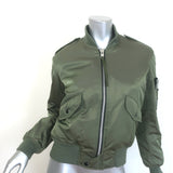 SAM. Jenny Raccoon Fur-Collar Bomber Jacket Olive Size Small