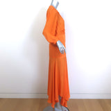 Veronica Beard Roksanda Button-Front Midi Dress Tangerine Silk-Blend Size 4