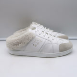 Christian Dior shearling-lined white leather sneakers, pre-owned, gently worn, authentic luxury, EU 38