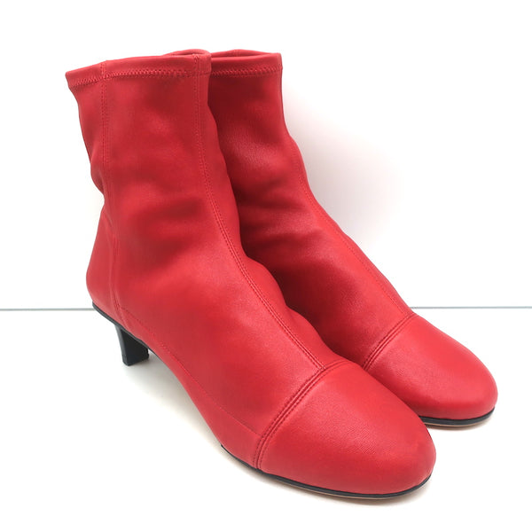 Continental brugervejledning legation Isabel Marant Sock Boots Daevel Red Leather Size 39 Kitten Heel Ankle –  Celebrity Owned